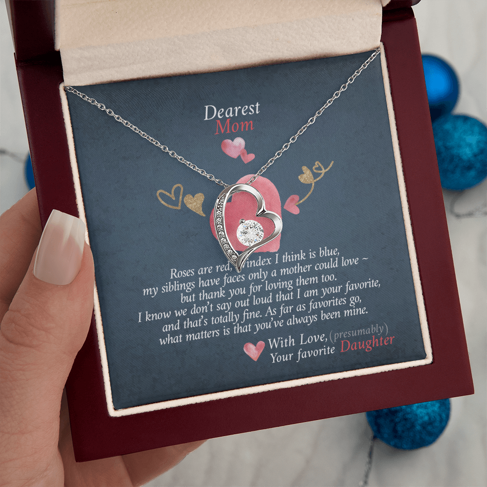 Dearest Mom Forever Love Necklace Gift From Daughter, 2026 Mothers Day Gifts for Mommy, Motivational Card Jewelry Gift for Her