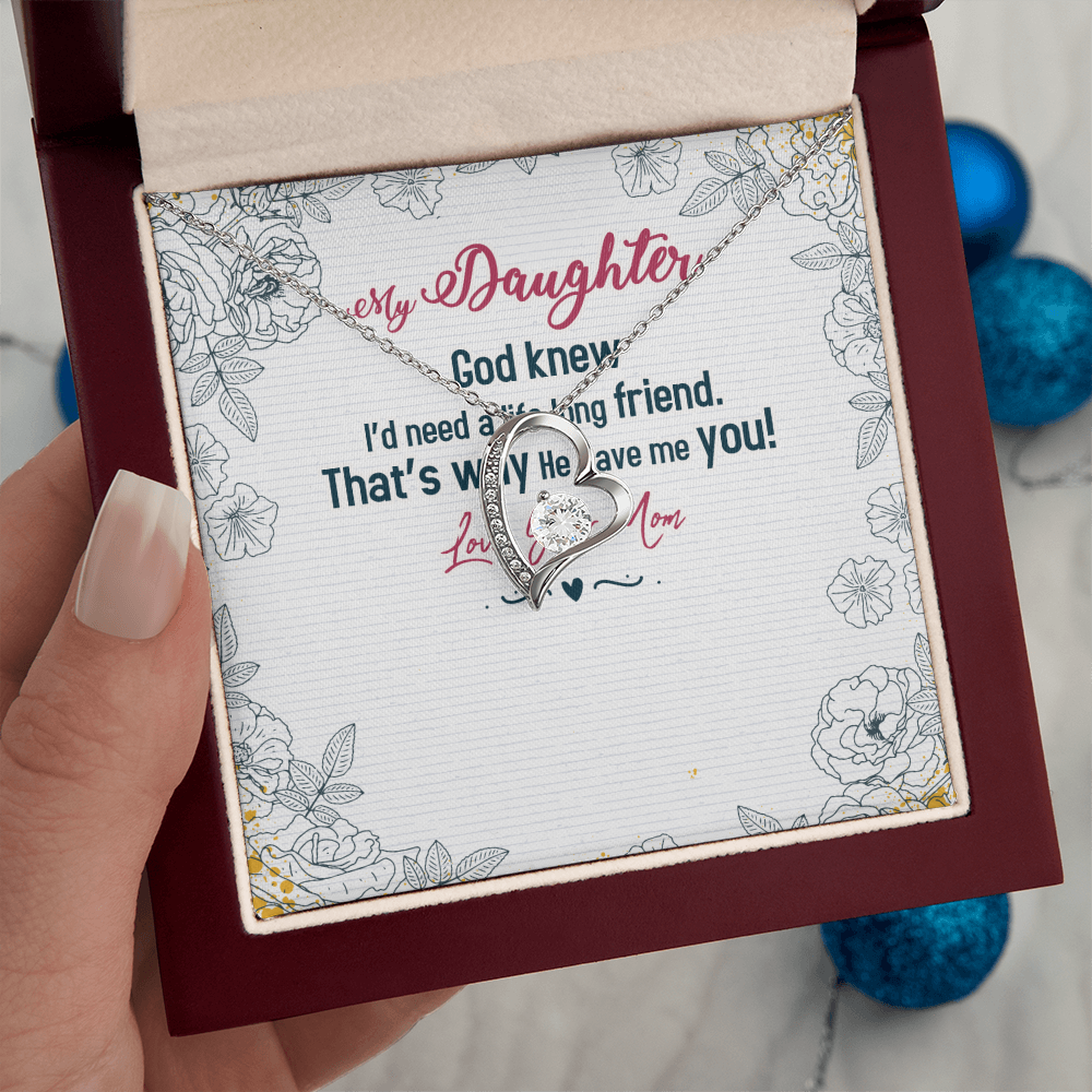 Daughter Necklace From Dad Mom – Forever Love Necklace – Sweet Gift for Daughter Birthday Graduation