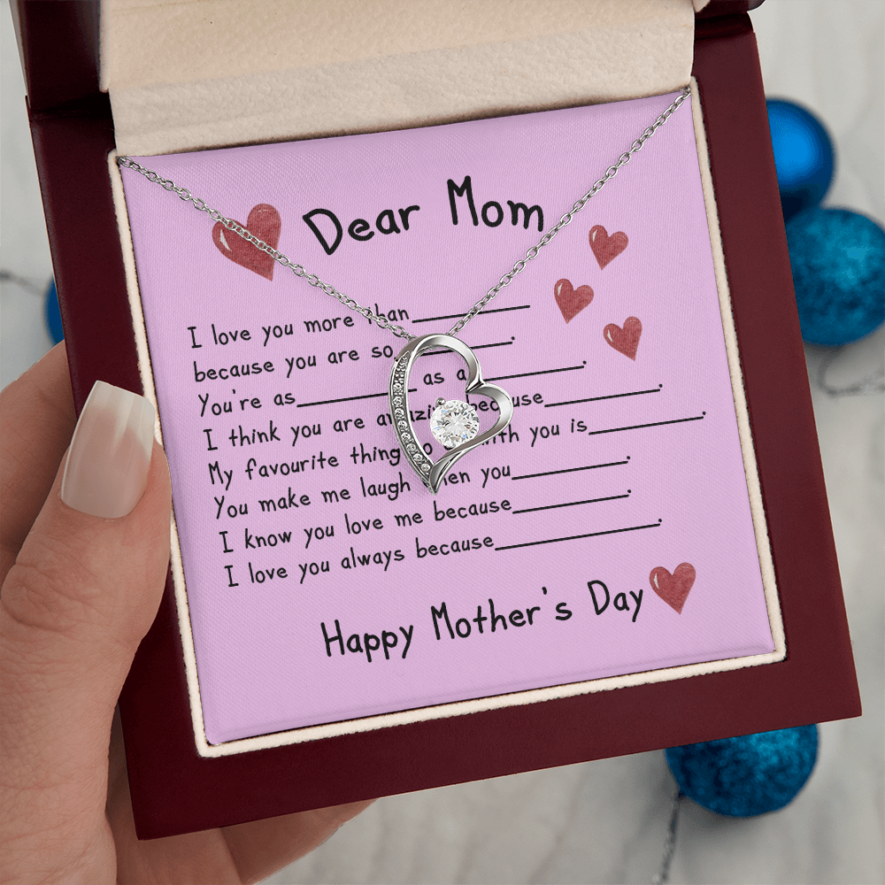 To My Mom Heart Pendant Necklace Necklace From Daughter Christmas Birthday Present, 2026 Mother's Day Gift Ideas, Message Card Jewelry for Her