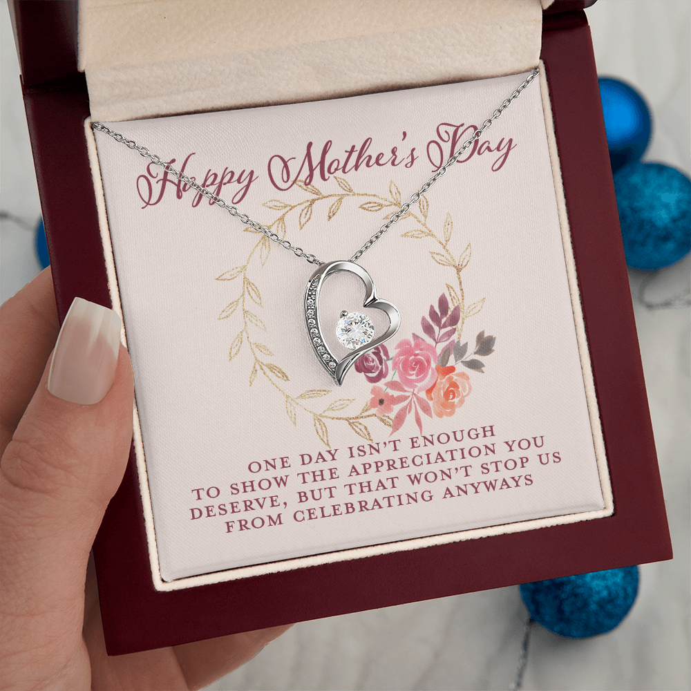 Mothers Day Gifts For Mom From Son Daughter Floral Necklace for Mommy, Motivational Card Jewelry Gift for Her, 2026 Christmas Birthday Present