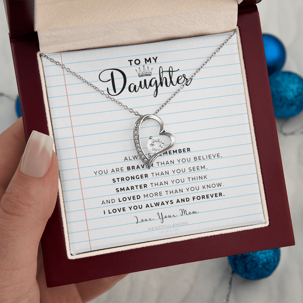 Daughter Necklace from Mom Mommy Mother Valentines Birthday Gifts for Kids Girls Teen Tween Jewelry, Meaningful Message Card Jewelry Box, Gift for Daughter's Birthday Graduation 2026