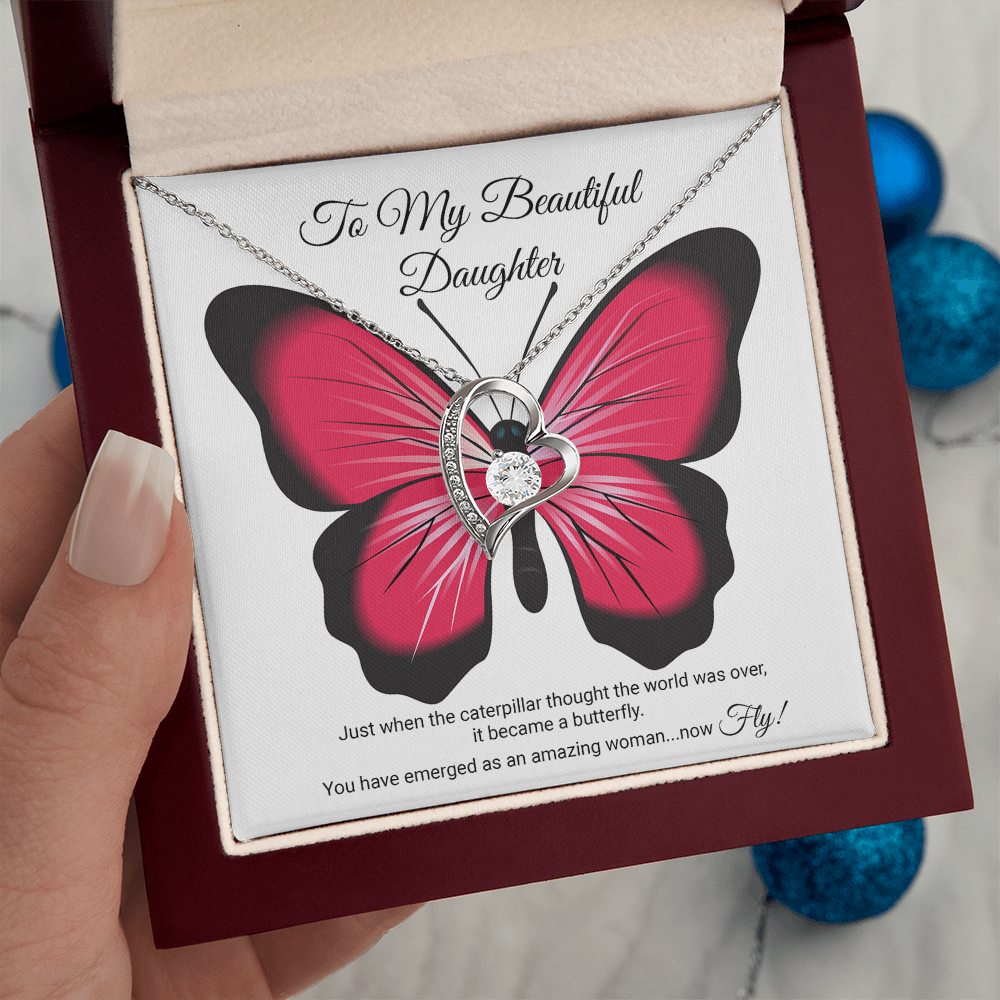 To My Beautiful Daughter Necklace, Meaningful Message Card Jewelry Box, Gift for Daughter's Birthday Graduation 2026, Thoughtful for Her from Mom Kids