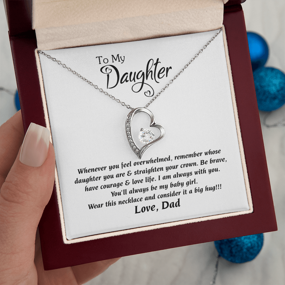 Daughter Necklace From Dad Forever Love Necklace, Sweet Gift for Daughter Birthday Jewelry Inspirational Quotes