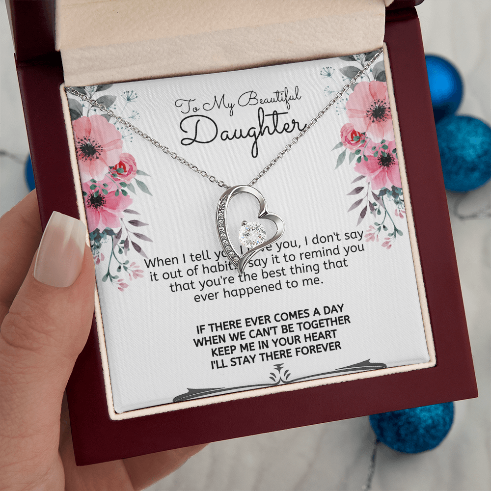 To My Beautiful Daughter Meaningful Message Card Jewelry Box Gift for Daughter's Birthday Graduation 2026, Thoughtful for Her from Mom, Elegant Necklaces with Sentimental Message
