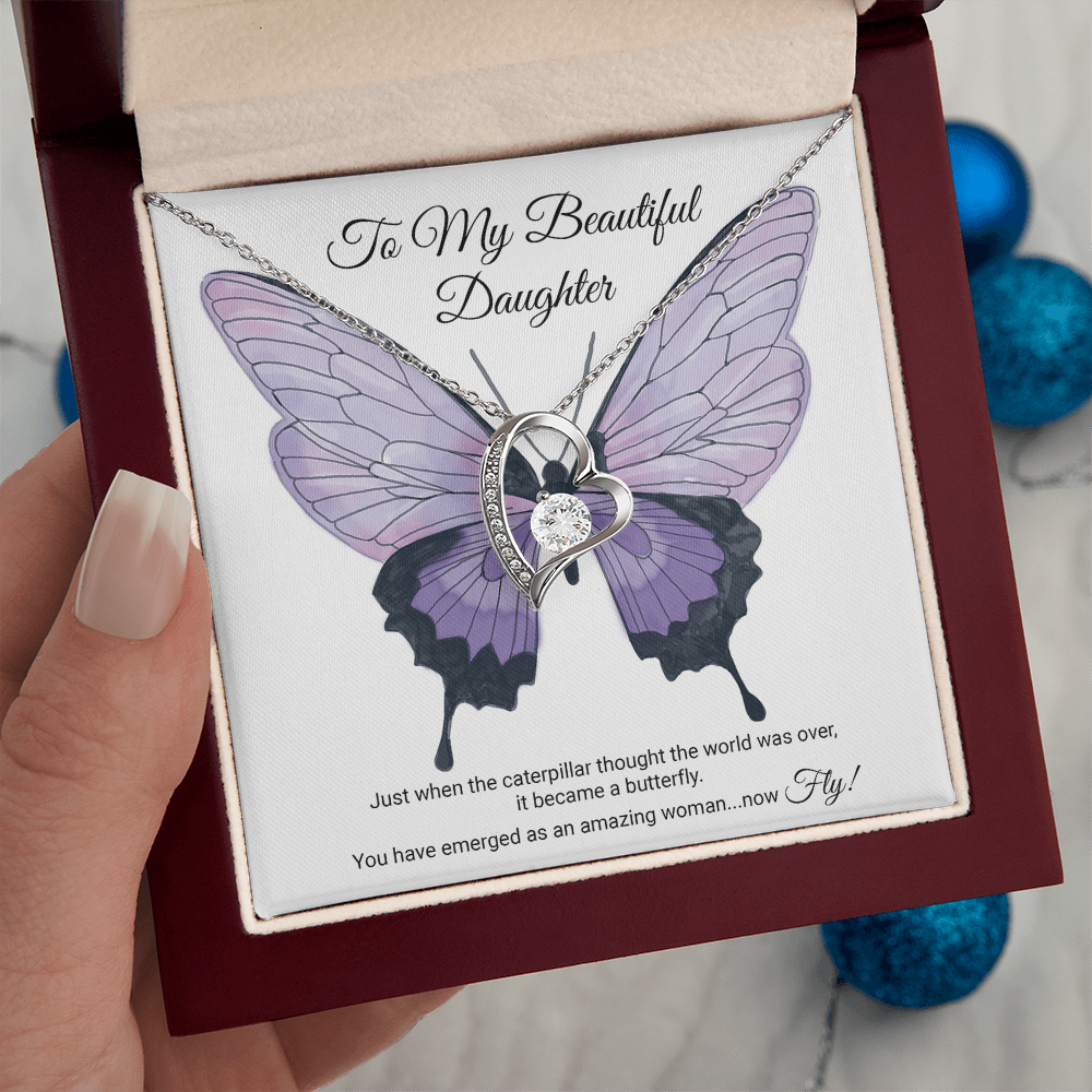 To My Daughter Meaningful Message Card Jewelry Gift for Daughter's Birthday 2026 or Graduation, Thoughtful for Her from Mom, Elegant Necklaces with Sentimental Message