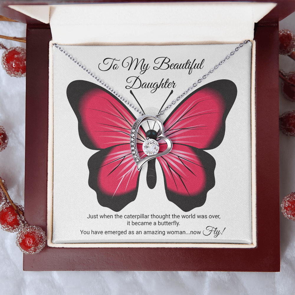 To My Beautiful Daughter Necklace, Meaningful Message Card Jewelry Box, Gift for Daughter's Birthday Graduation 2026, Thoughtful for Her from Mom Kids