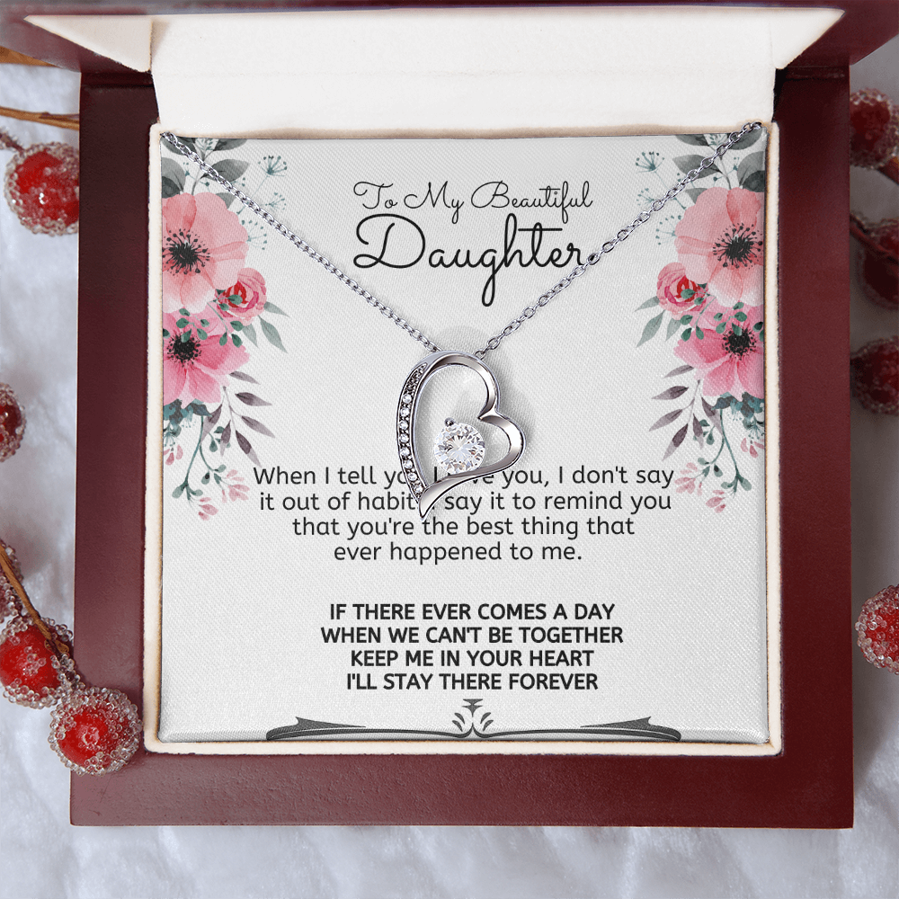 To My Beautiful Daughter Meaningful Message Card Jewelry Box Gift for Daughter's Birthday Graduation 2026, Thoughtful for Her from Mom, Elegant Necklaces with Sentimental Message
