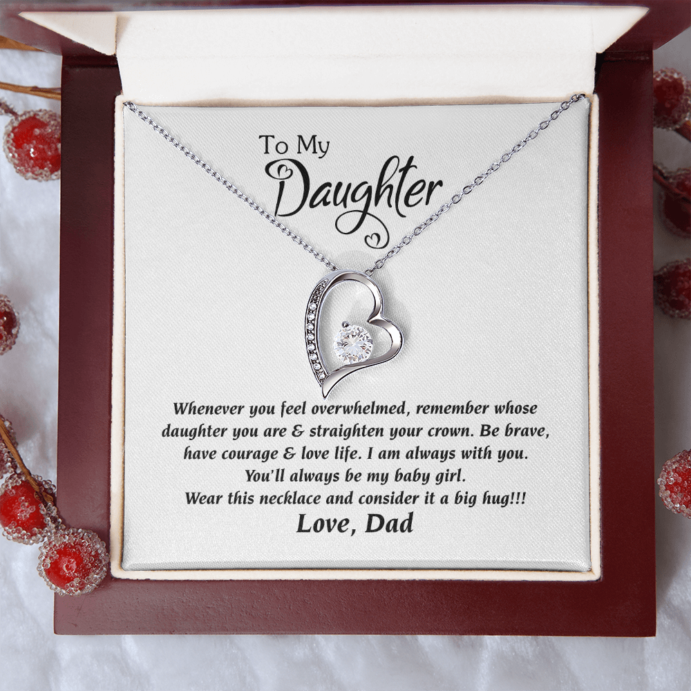 Daughter Necklace From Dad Forever Love Necklace, Sweet Gift for Daughter Birthday Jewelry Inspirational Quotes