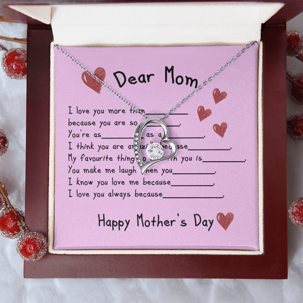 To My Mom Heart Pendant Necklace Necklace From Daughter Christmas Birthday Present, 2026 Mother's Day Gift Ideas, Message Card Jewelry for Her