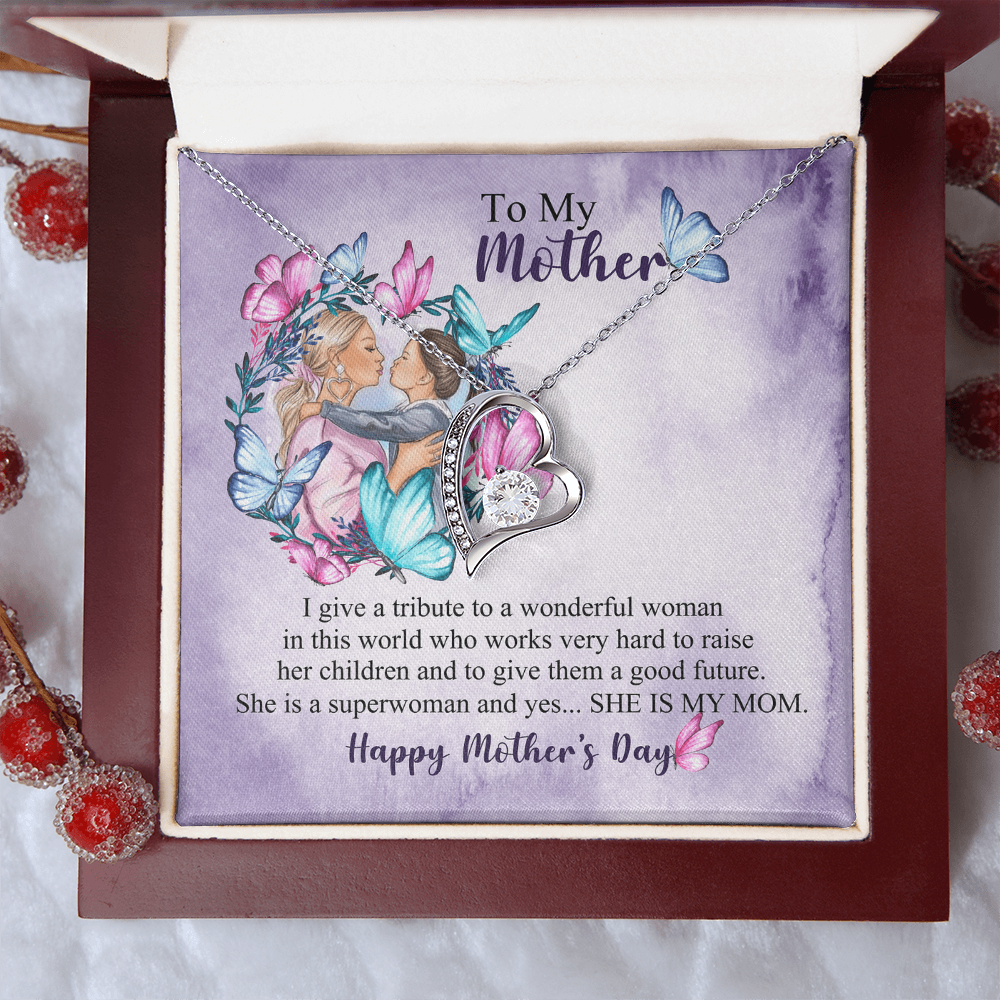 Mom Necklace Gift from Daughter, Birthday Gift Card Necklace From Son, Unique Personalized Gift for Mommy, Mothers Day Jewelry for Her