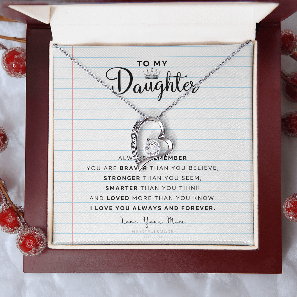 Daughter Necklace from Mom Mommy Mother Valentines Birthday Gifts for Kids Girls Teen Tween Jewelry, Meaningful Message Card Jewelry Box, Gift for Daughter's Birthday Graduation 2026