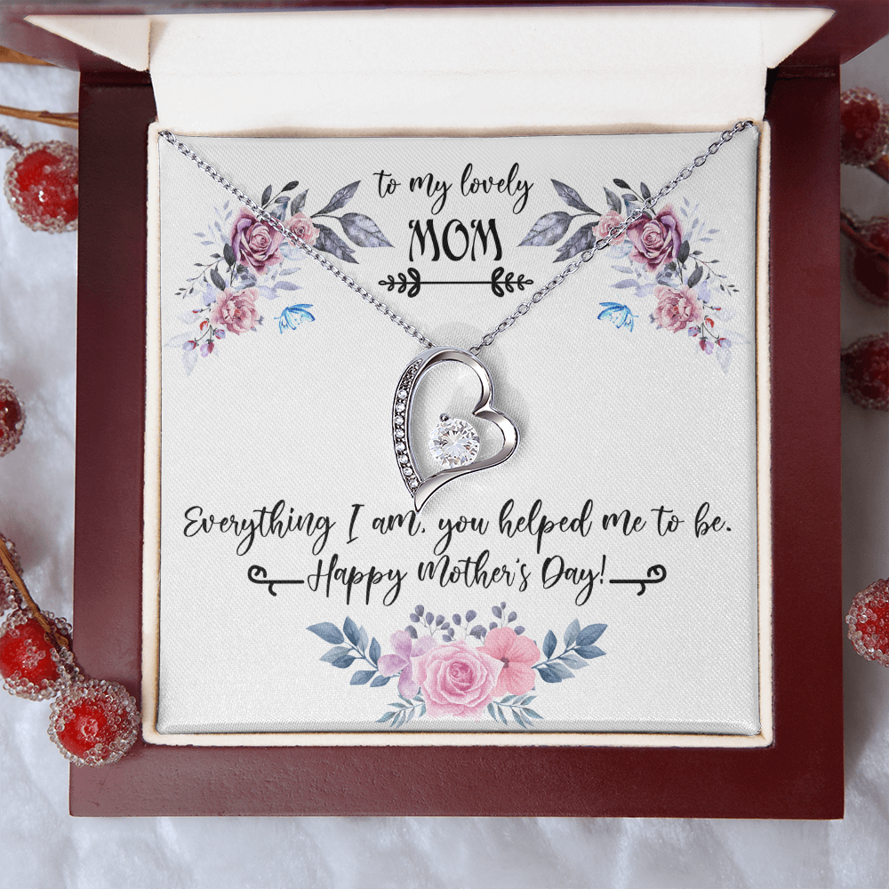 To My Lovely Mom Necklace Gift from Daughter, Birthday Gift Card Necklace From Son, Mothers Day Jewelry for Her Mommy Christmas Floral