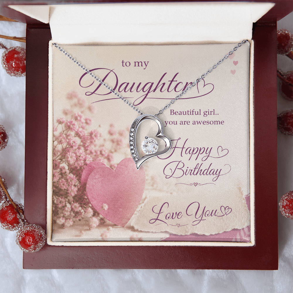 To My Daughter Birthday Gift – Beautiful Girl, You Are Awesome | Heartfelt Happy Birthday Gift | Daughter Birthday Gift – Romantic Pink Floral Happy Birthday Design | Love You