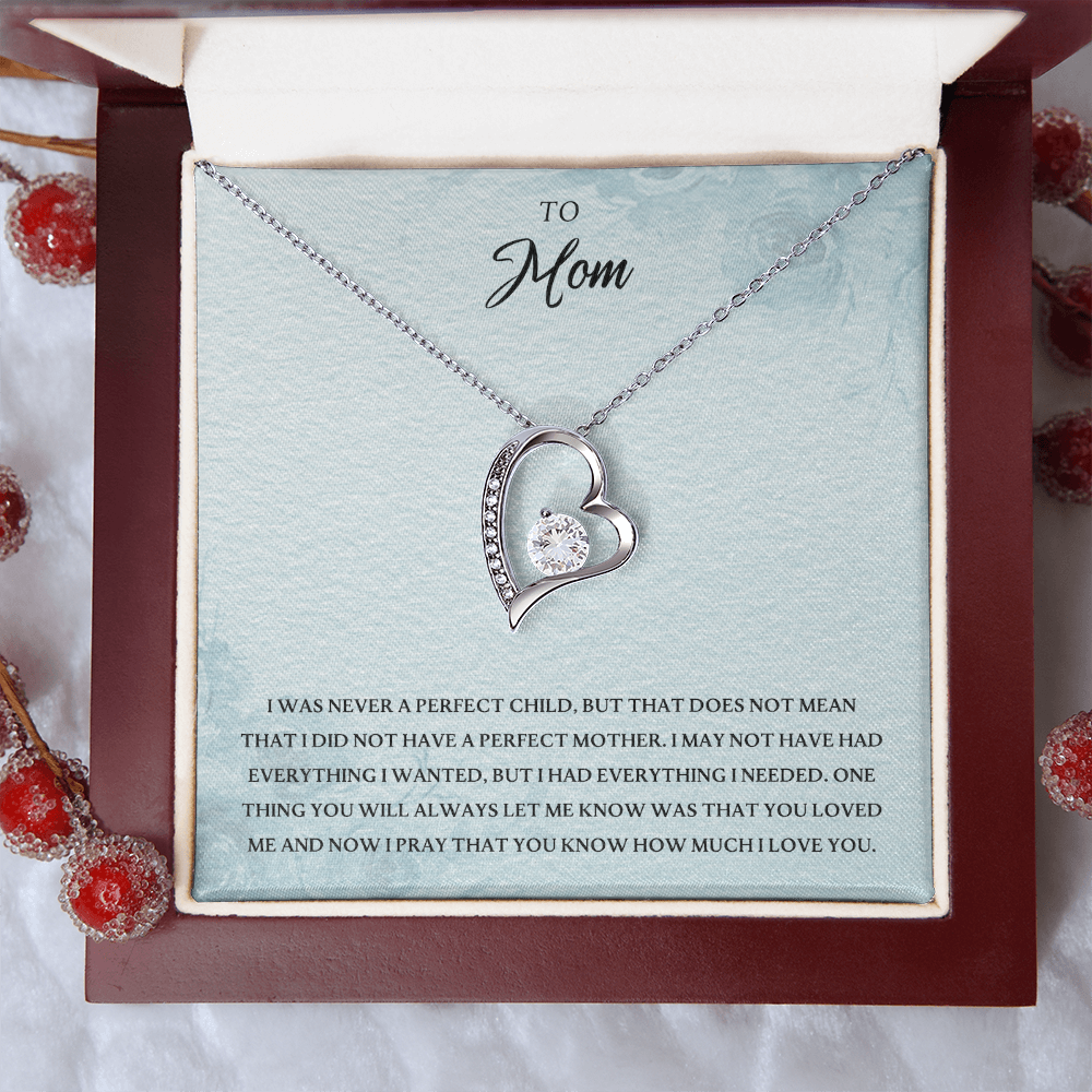 To Mom Forever Love Necklace Gift From Daughter Son, Christmas Birthday Present, 2026 Mothers Day Gift Ideas, Jewelry for Her, Motivational Card Necklace for Mommy