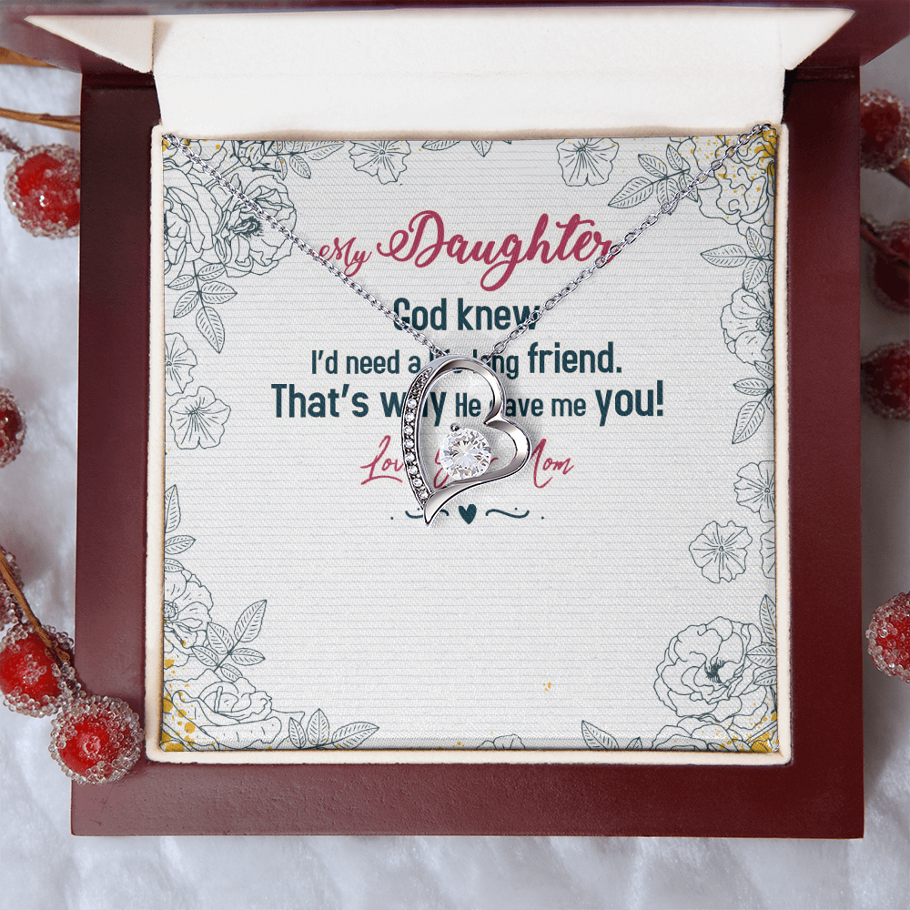 Daughter Necklace From Dad Mom – Forever Love Necklace – Sweet Gift for Daughter Birthday Graduation