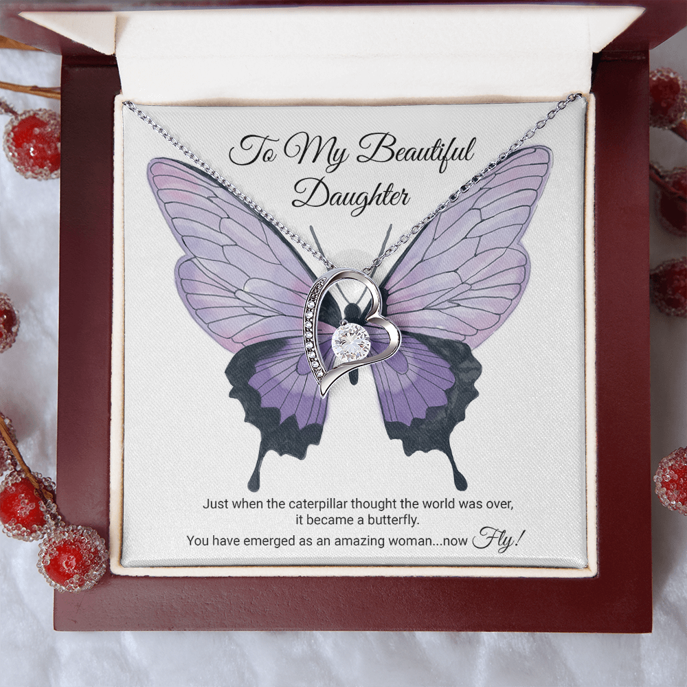To My Daughter Meaningful Message Card Jewelry Gift for Daughter's Birthday 2026 or Graduation, Thoughtful for Her from Mom, Elegant Necklaces with Sentimental Message