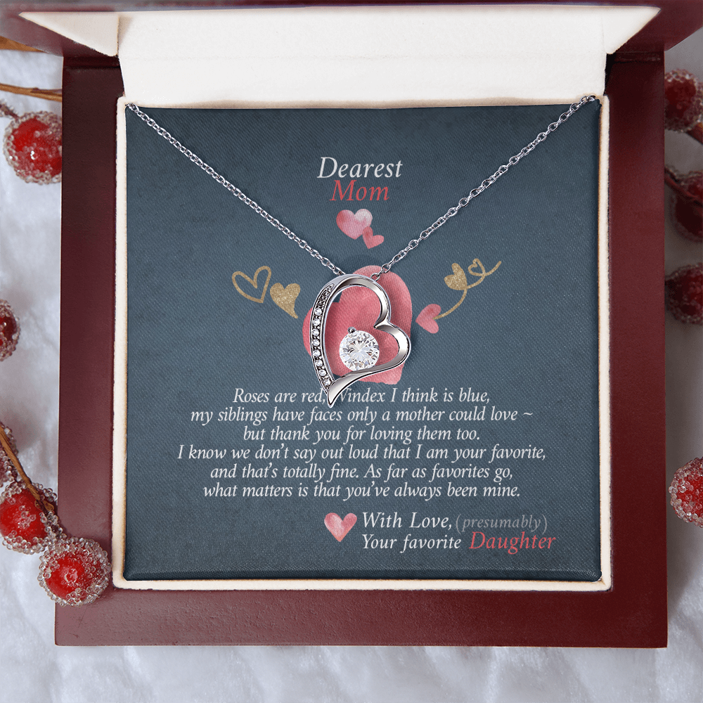 Dearest Mom Forever Love Necklace Gift From Daughter, 2026 Mothers Day Gifts for Mommy, Motivational Card Jewelry Gift for Her