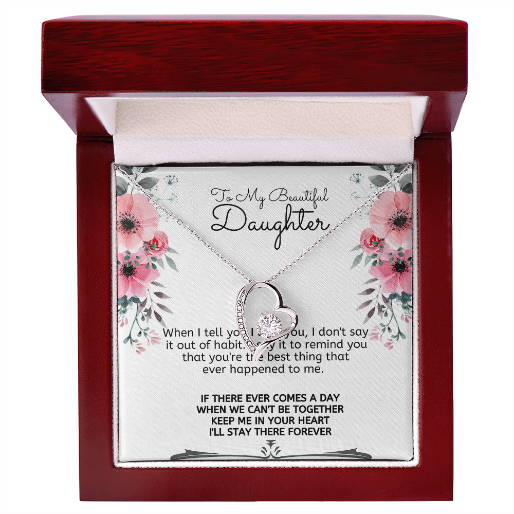 To My Beautiful Daughter Meaningful Message Card Jewelry Box Gift for Daughter's Birthday Graduation 2026, Thoughtful for Her from Mom, Elegant Necklaces with Sentimental Message