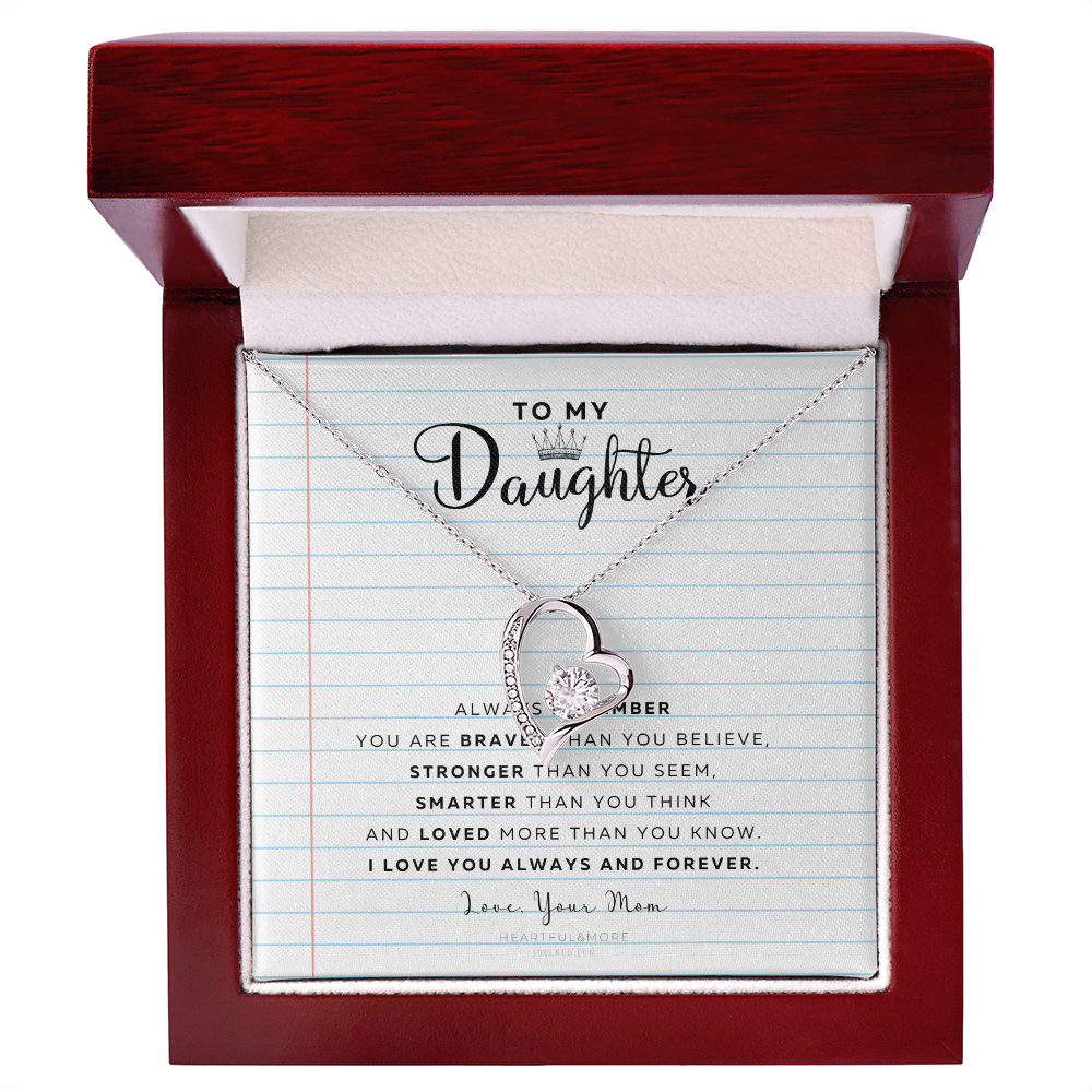 Daughter Necklace from Mom Mommy Mother Valentines Birthday Gifts for Kids Girls Teen Tween Jewelry, Meaningful Message Card Jewelry Box, Gift for Daughter's Birthday Graduation 2026