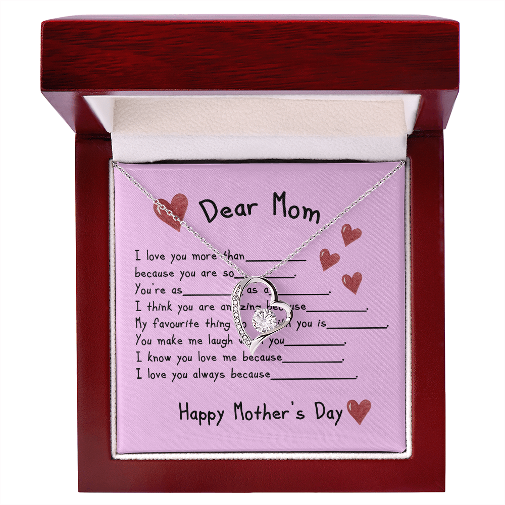 To My Mom Heart Pendant Necklace Necklace From Daughter Christmas Birthday Present, 2026 Mother's Day Gift Ideas, Message Card Jewelry for Her