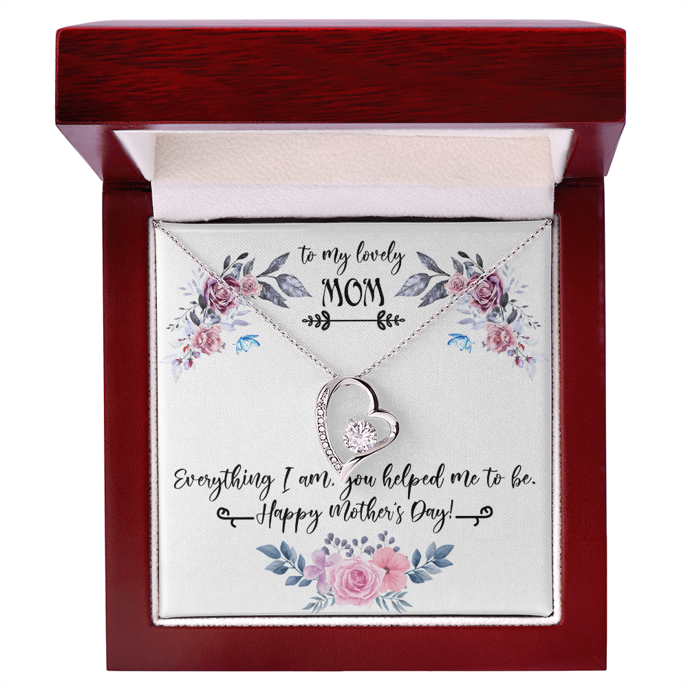To My Lovely Mom Necklace Gift from Daughter, Birthday Gift Card Necklace From Son, Mothers Day Jewelry for Her Mommy Christmas Floral