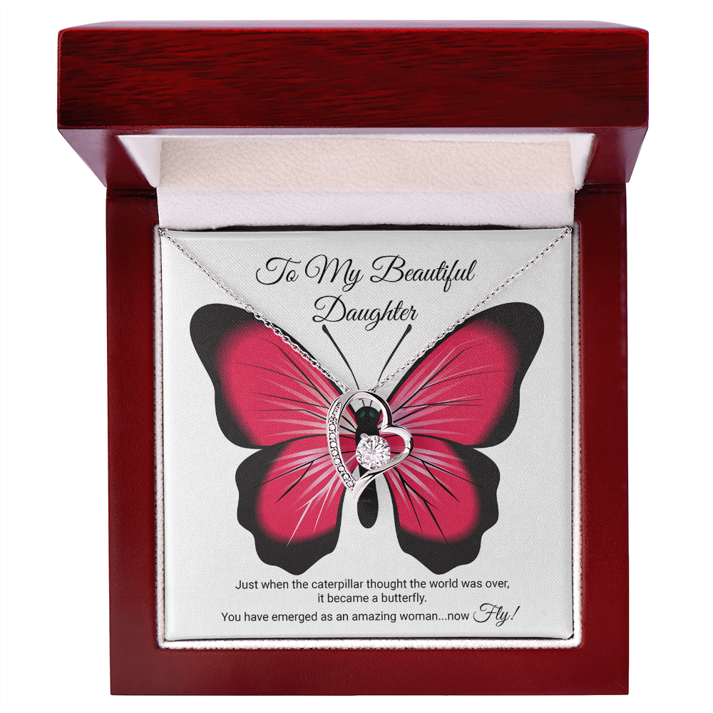 To My Beautiful Daughter Necklace, Meaningful Message Card Jewelry Box, Gift for Daughter's Birthday Graduation 2026, Thoughtful for Her from Mom Kids