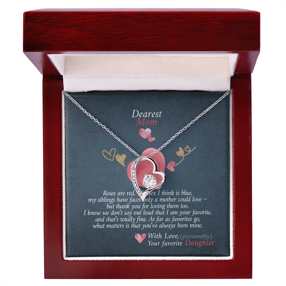 Dearest Mom Forever Love Necklace Gift From Daughter, 2026 Mothers Day Gifts for Mommy, Motivational Card Jewelry Gift for Her