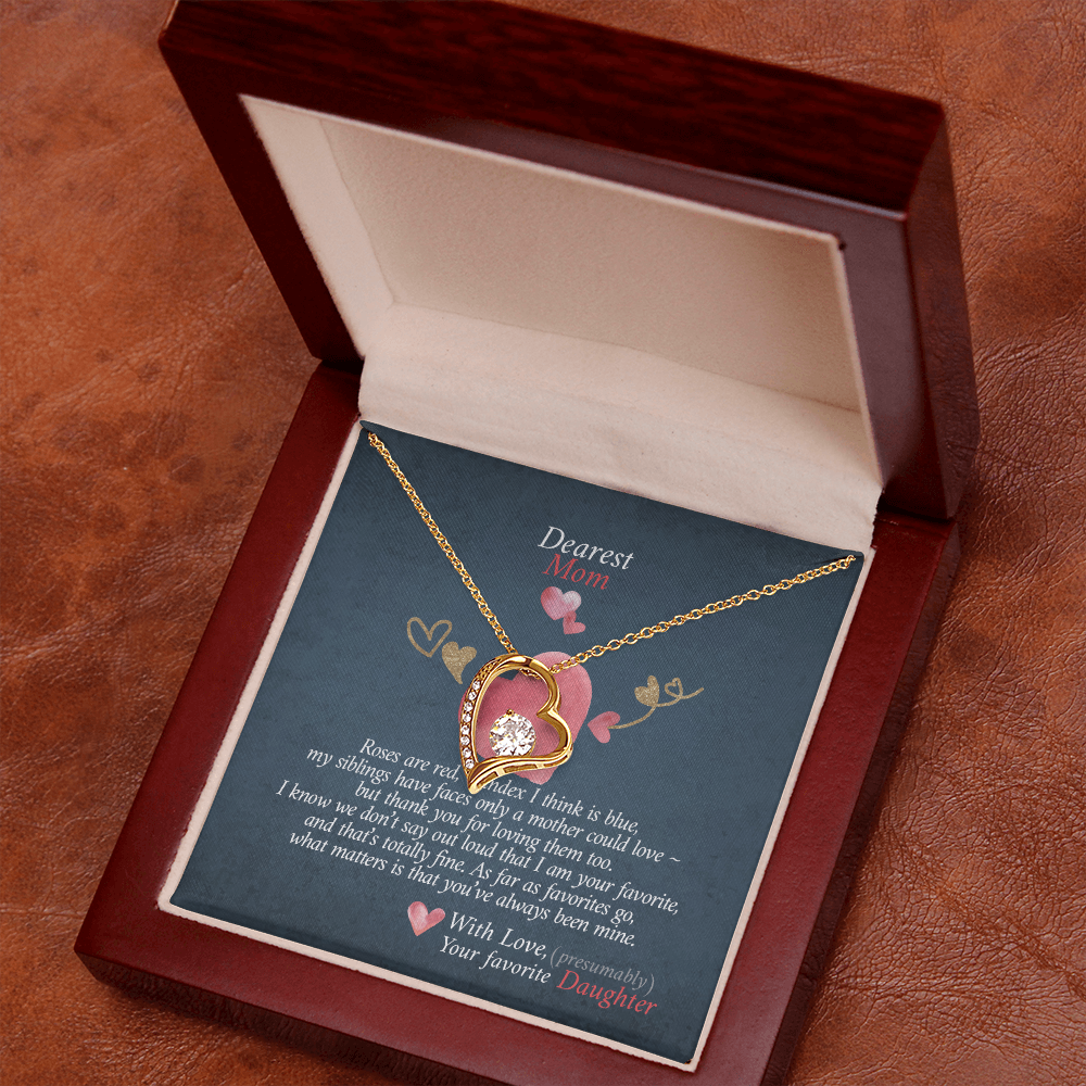Dearest Mom Forever Love Necklace Gift From Daughter, 2026 Mothers Day Gifts for Mommy, Motivational Card Jewelry Gift for Her