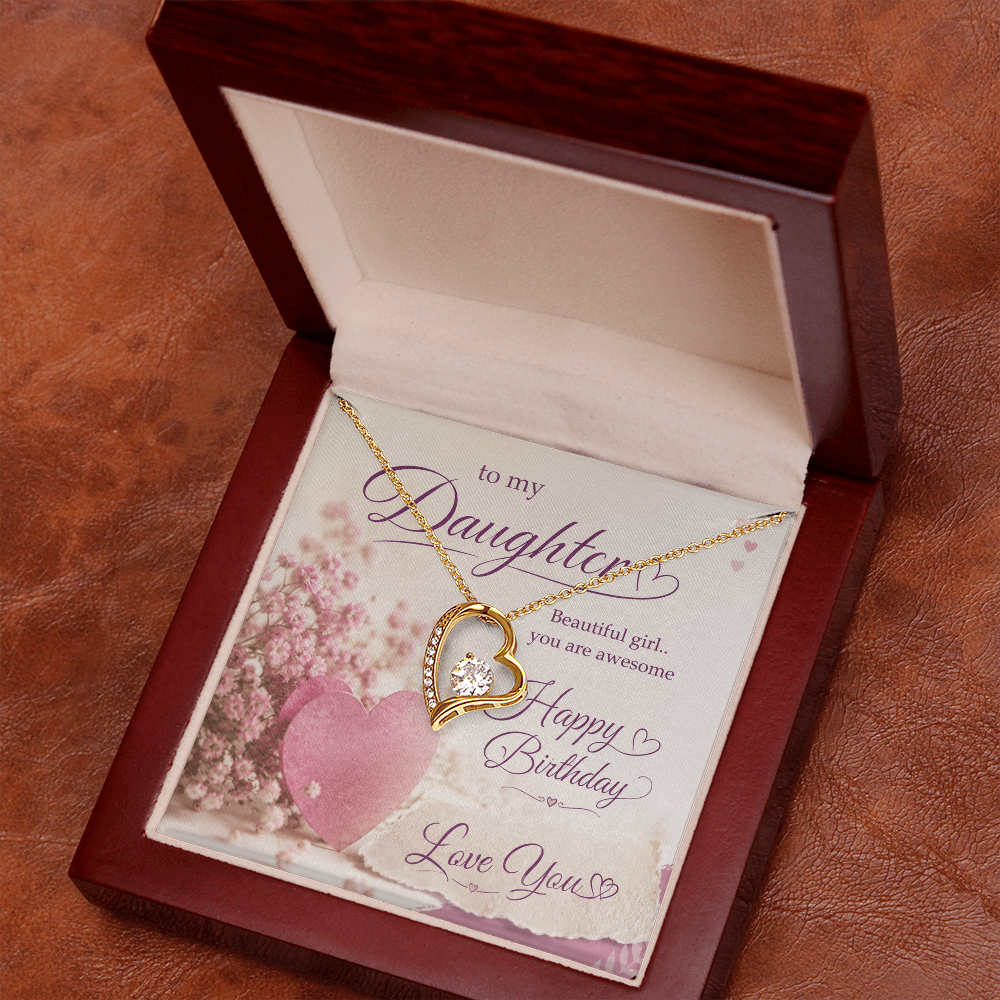 To My Daughter Birthday Gift – Beautiful Girl, You Are Awesome | Heartfelt Happy Birthday Gift | Daughter Birthday Gift – Romantic Pink Floral Happy Birthday Design | Love You