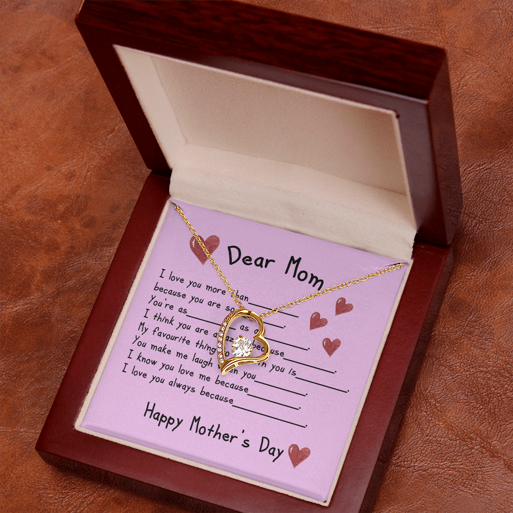 To My Mom Heart Pendant Necklace Necklace From Daughter Christmas Birthday Present, 2026 Mother's Day Gift Ideas, Message Card Jewelry for Her