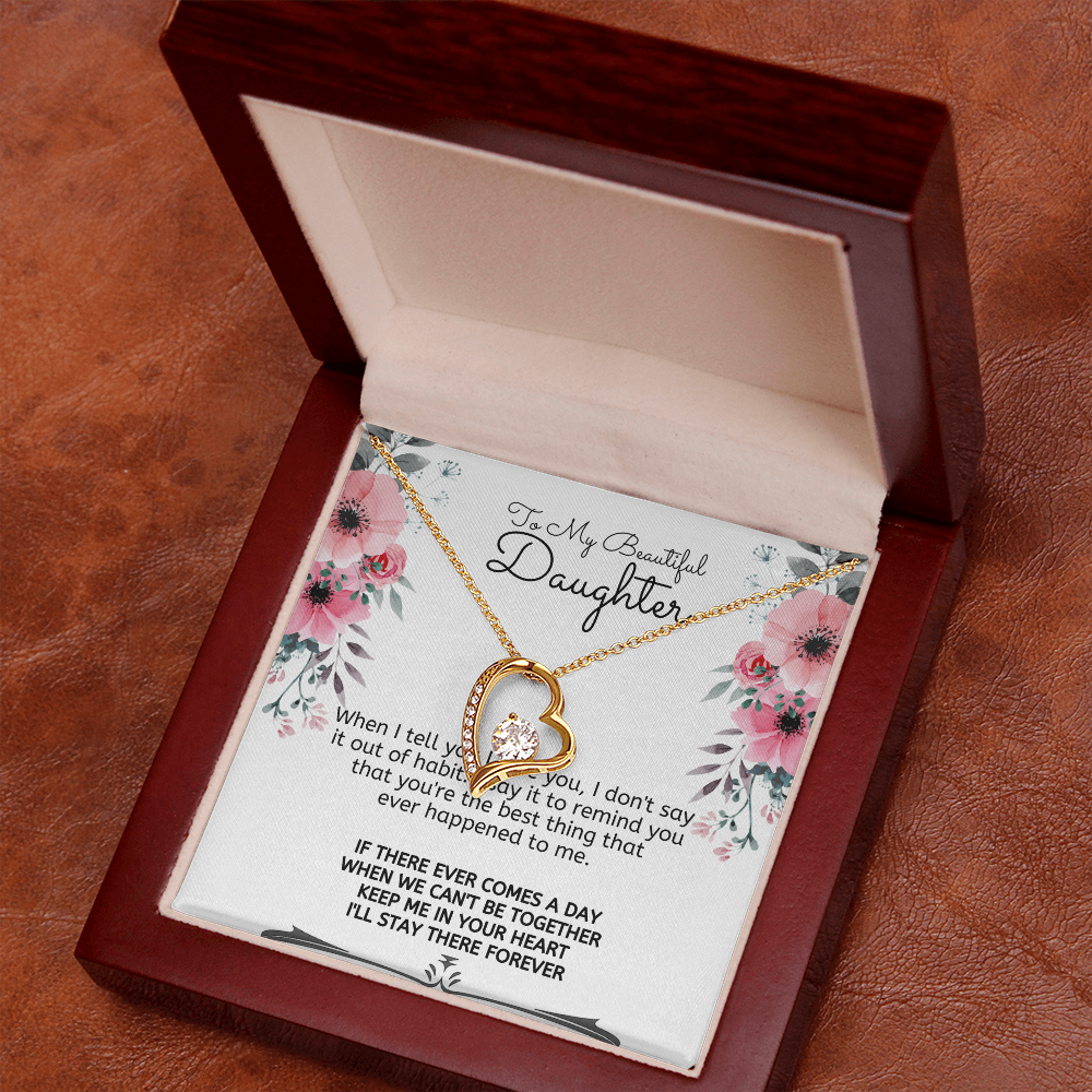 To My Beautiful Daughter Meaningful Message Card Jewelry Box Gift for Daughter's Birthday Graduation 2026, Thoughtful for Her from Mom, Elegant Necklaces with Sentimental Message