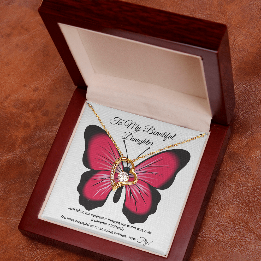 To My Beautiful Daughter Necklace, Meaningful Message Card Jewelry Box, Gift for Daughter's Birthday Graduation 2026, Thoughtful for Her from Mom Kids