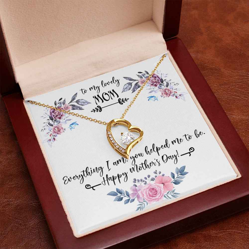 To My Lovely Mom Necklace Gift from Daughter, Birthday Gift Card Necklace From Son, Mothers Day Jewelry for Her Mommy Christmas Floral