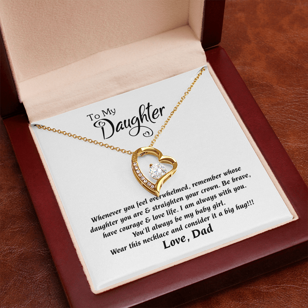 Daughter Necklace From Dad Forever Love Necklace, Sweet Gift for Daughter Birthday Jewelry Inspirational Quotes