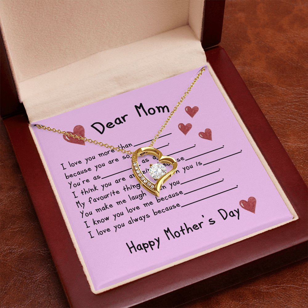 To My Mom Heart Pendant Necklace Necklace From Daughter Christmas Birthday Present, 2026 Mother's Day Gift Ideas, Message Card Jewelry for Her