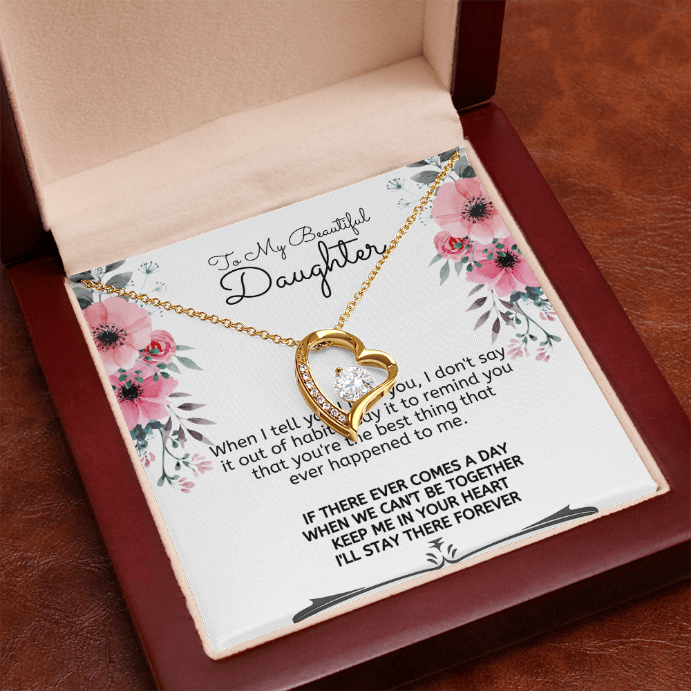 To My Beautiful Daughter Meaningful Message Card Jewelry Box Gift for Daughter's Birthday Graduation 2026, Thoughtful for Her from Mom, Elegant Necklaces with Sentimental Message
