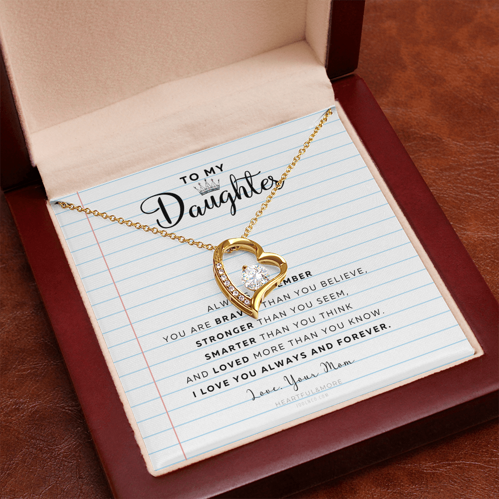 Daughter Necklace from Mom Mommy Mother Valentines Birthday Gifts for Kids Girls Teen Tween Jewelry, Meaningful Message Card Jewelry Box, Gift for Daughter's Birthday Graduation 2026