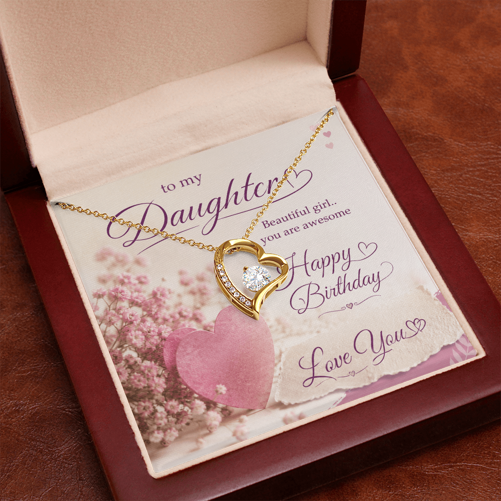 To My Daughter Birthday Gift – Beautiful Girl, You Are Awesome | Heartfelt Happy Birthday Gift | Daughter Birthday Gift – Romantic Pink Floral Happy Birthday Design | Love You