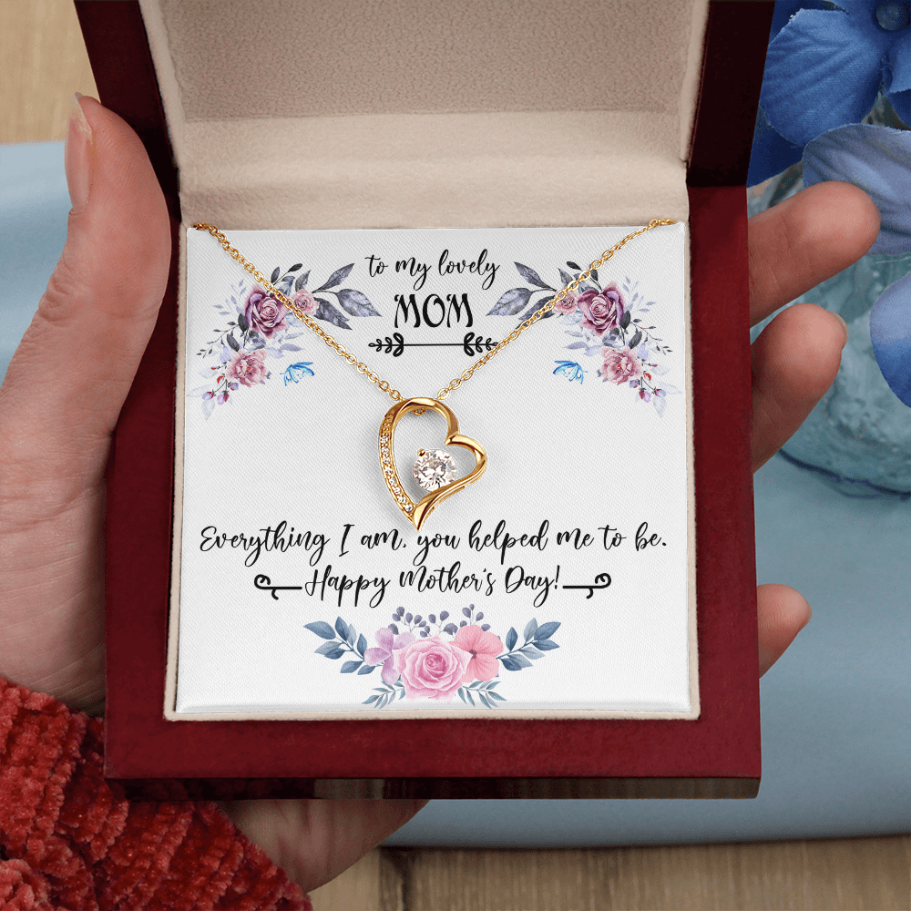 To My Lovely Mom Necklace Gift from Daughter, Birthday Gift Card Necklace From Son, Mothers Day Jewelry for Her Mommy Christmas Floral
