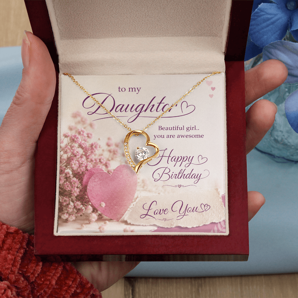 To My Daughter Birthday Gift – Beautiful Girl, You Are Awesome | Heartfelt Happy Birthday Gift | Daughter Birthday Gift – Romantic Pink Floral Happy Birthday Design | Love You