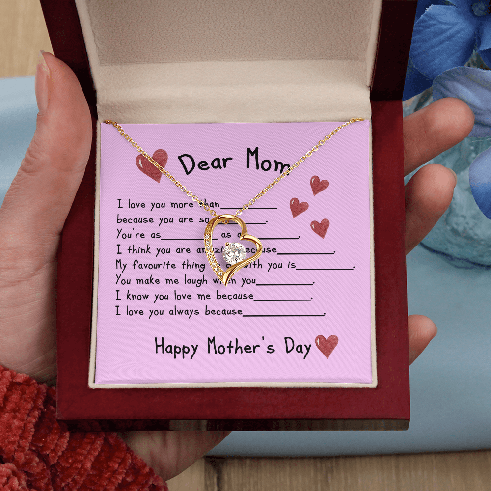 To My Mom Heart Pendant Necklace Necklace From Daughter Christmas Birthday Present, 2026 Mother's Day Gift Ideas, Message Card Jewelry for Her