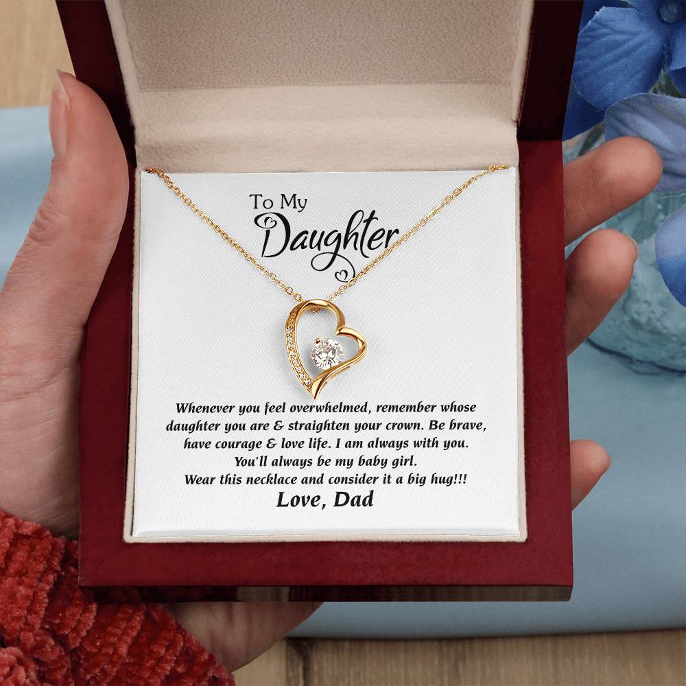 Daughter Necklace From Dad Forever Love Necklace, Sweet Gift for Daughter Birthday Jewelry Inspirational Quotes