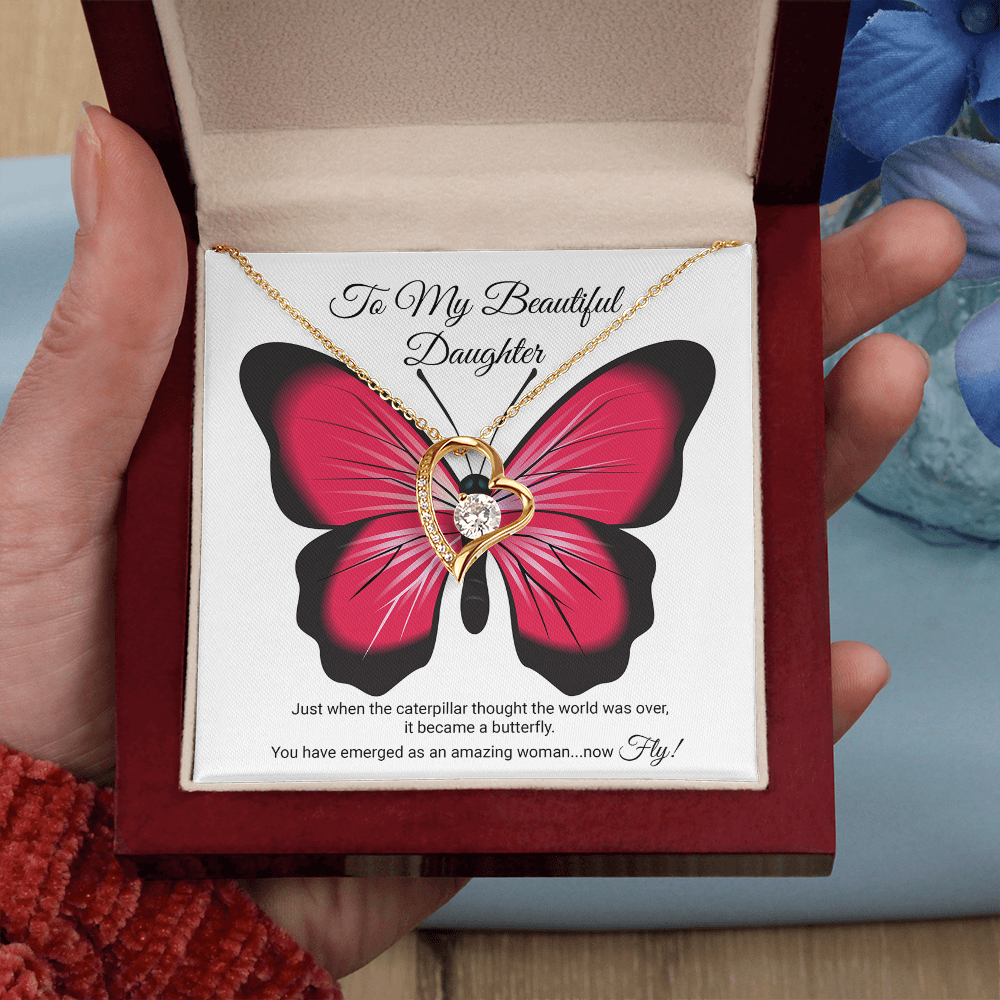 To My Beautiful Daughter Necklace, Meaningful Message Card Jewelry Box, Gift for Daughter's Birthday Graduation 2026, Thoughtful for Her from Mom Kids