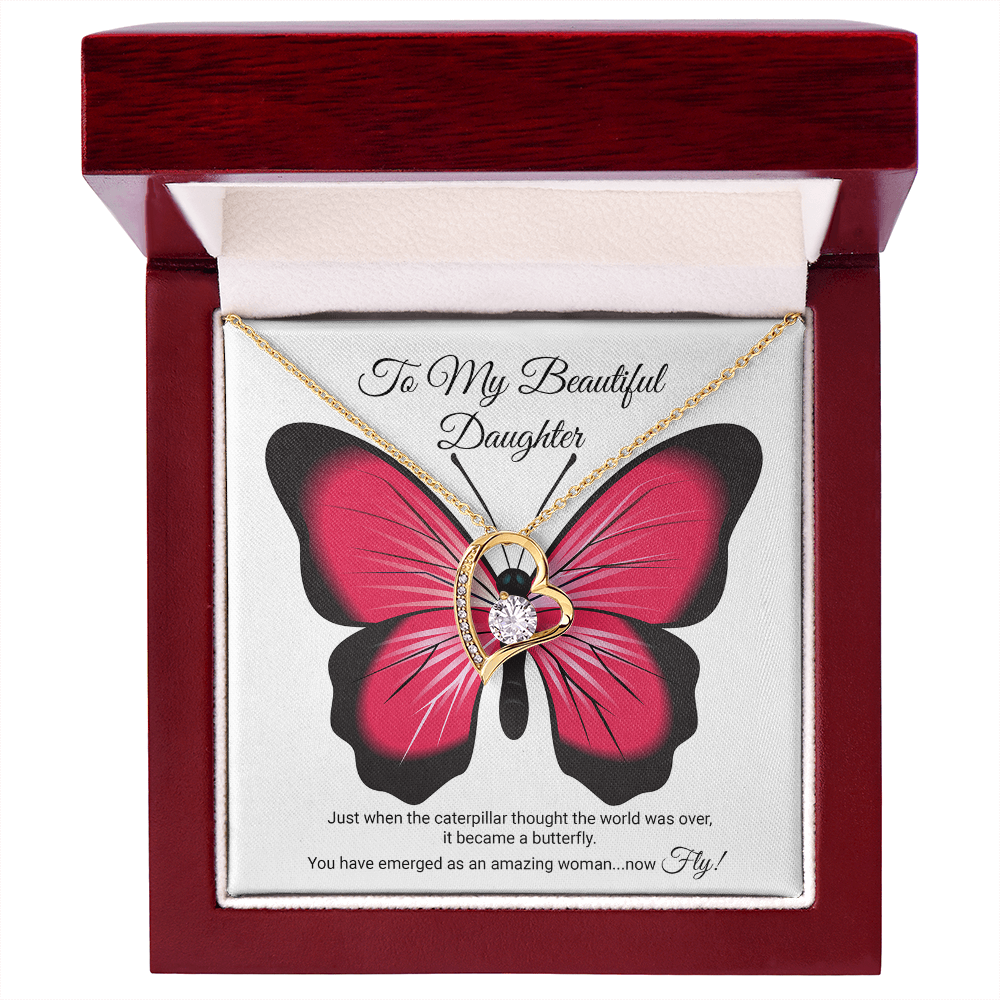 To My Beautiful Daughter Necklace, Meaningful Message Card Jewelry Box, Gift for Daughter's Birthday Graduation 2026, Thoughtful for Her from Mom Kids