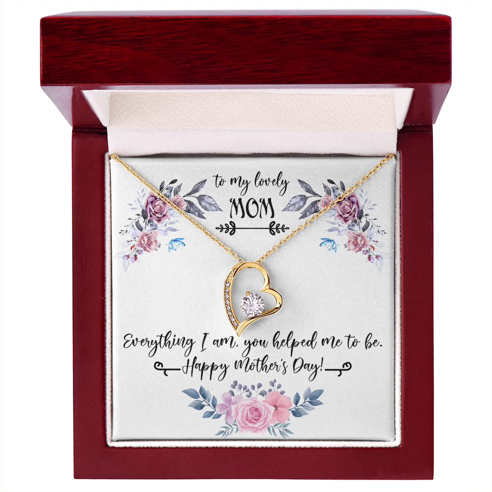 To My Lovely Mom Necklace Gift from Daughter, Birthday Gift Card Necklace From Son, Mothers Day Jewelry for Her Mommy Christmas Floral