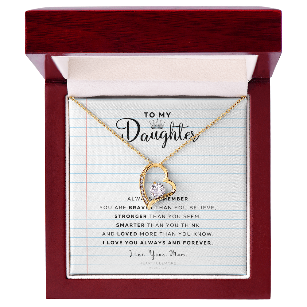 Daughter Necklace from Mom Mommy Mother Valentines Birthday Gifts for Kids Girls Teen Tween Jewelry, Meaningful Message Card Jewelry Box, Gift for Daughter's Birthday Graduation 2026