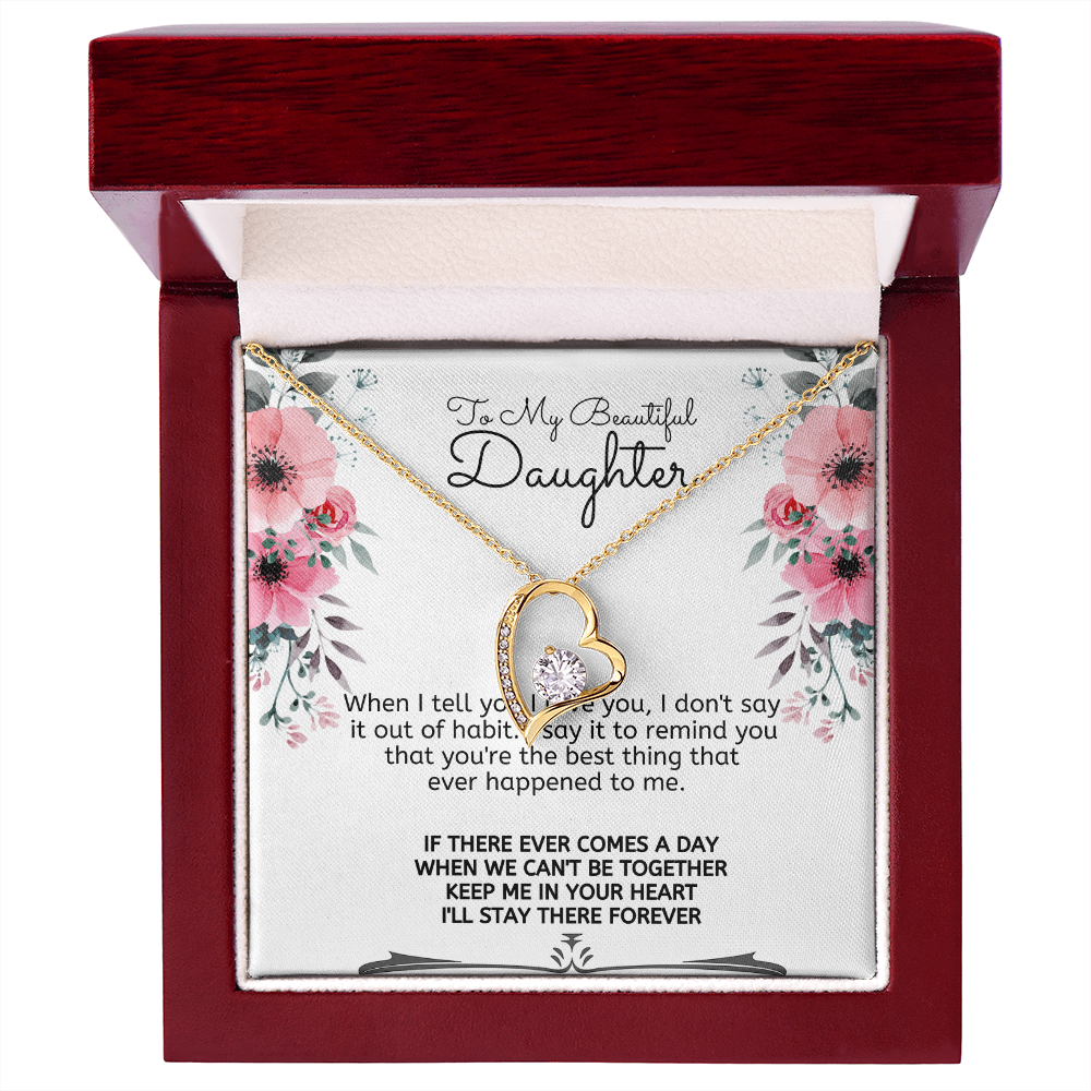 To My Beautiful Daughter Meaningful Message Card Jewelry Box Gift for Daughter's Birthday Graduation 2026, Thoughtful for Her from Mom, Elegant Necklaces with Sentimental Message