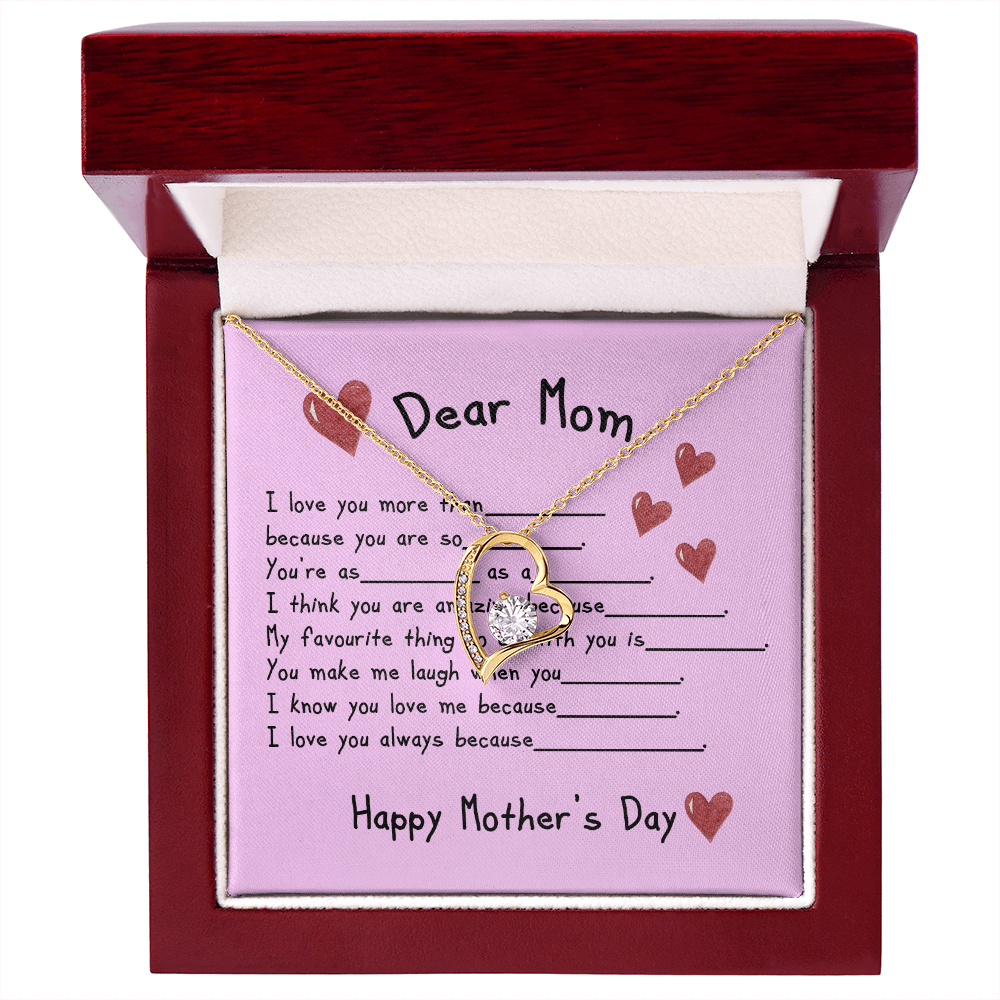 To My Mom Heart Pendant Necklace Necklace From Daughter Christmas Birthday Present, 2026 Mother's Day Gift Ideas, Message Card Jewelry for Her