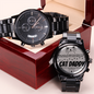 Christmas Gift For Cat Lover Man, Mens Engraved Watch, Chronograph Watch Gift For Him, Anniversary Gift For Husband, Boyfriend Birthday Gift, Christmas Gift For Dad, Stepdad Gift, Birthday Gift From Kids, Custom Watch For Dad, Stepdad Christmas Present