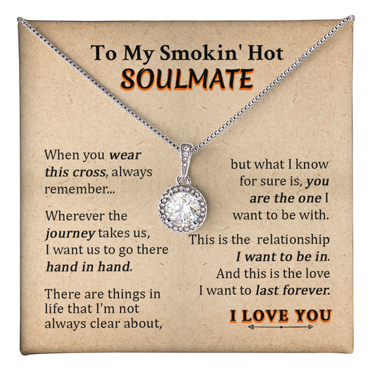 Gift For Your Soulmate - Hand In Hand - Love Knot - To My Smokin' Hot Soulmate - White Gold Name Necklace - 14K Solid Gold Name Pendant - Gold Woman Name Jewelry - Gift For My Wife - Romantic Wife Gift